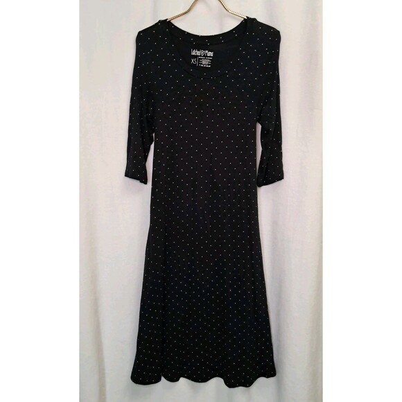 Latched Mama Nursing A-Line Tie Back Midi Dress Black White Polka Dot Size XS - Picture 1 of 10
